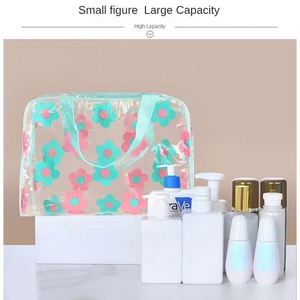 <b>Transparent</b> PVC <b>Makeup</b> <b>Bags</b> Portable Women's Floral Waterproof Cosmetic <b>Bag</b> Travel Washing Toiletry Shower Storage Pouches - Product Image 6