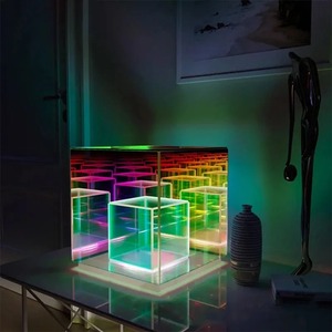 3D Pyramid Bedroom Decor RGB Atmosphere Night Light USB Desktop Decorative Lamp Creative <b>Magic</b> Cube <b>Box</b> Room Decorate Lighting - Product Image 4