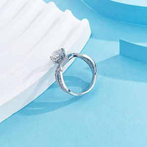 Anillo de Compromiso Artístico de Moda con Diseño de <span class=keywords><strong>Alas</strong></span> de Amor y 5 Puntas, Platino Pt950 con Diamante Cultivado en Laboratorio para Mujer - Product Image 3