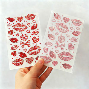 Autocollants 3D pour le visage en forme de lèvres roses et rouges, strass pour les lèvres, bijoux corporels romantiques DIY pour la Saint-Valentin, décorations de maquillage pour le Nouvel An - Product Image 5