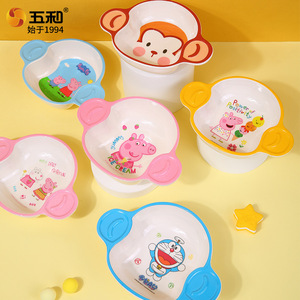 Wuhe Cartoon Double-Eared <b>Bowl</b> For Kids Food Grade <b>Melamine</b> Heart Shape 2-4 Years - Product Image 1