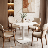 Table basse moderne en MDF noir et blanc avec pieds en métal, table à manger carrée en bois pour restaurant, vente en gros d'usine