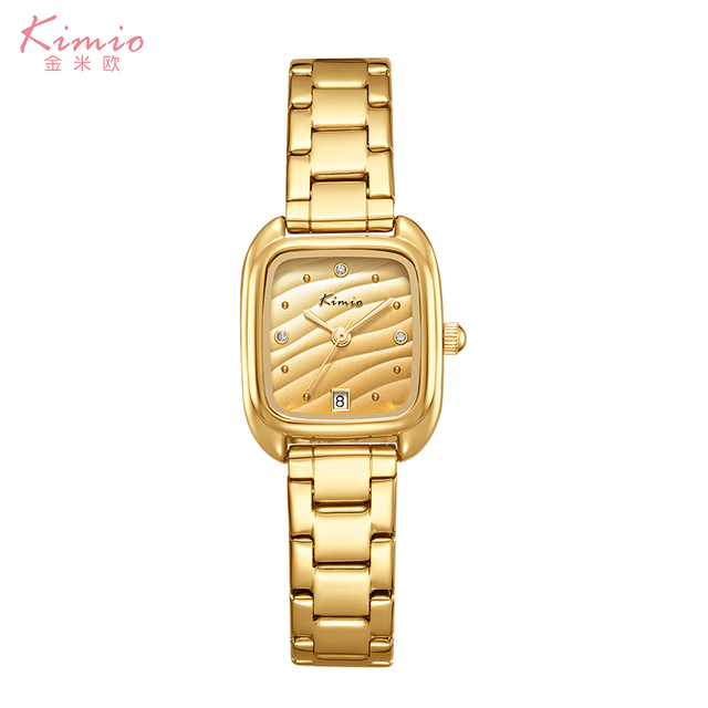 Custom New Fashion Golden Watch for Women Vintage-style Rectangle Dial Pointer Original Luxury Ladies Quartz Wristwatch