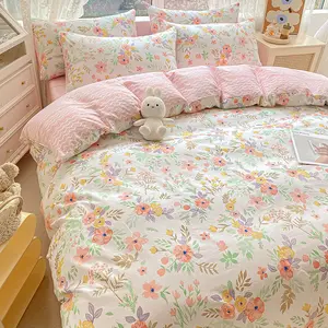 Premium Ultra Soft Turkish, Double 100% Organic cotton 40s Floral Bedsheet King Size Bed Comforter Sheets Bedding Set/