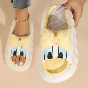 Sandales plates d'été et d'automne unisexes et légères en coton pour intérieur, pantoufles d'intérieur en coton pour femmes - Product Image 5