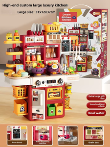 Set Giocattolo da <span class=keywords><strong>Cucina</strong></span> per Bambini in Plastica ABS, Tavolo da <span class=keywords><strong>Cucina</strong></span>, Frigorifero, Hamburger, Dessert, Scena Casa delle Bambole, 4-6 Anni, Unisex - Product Image 2