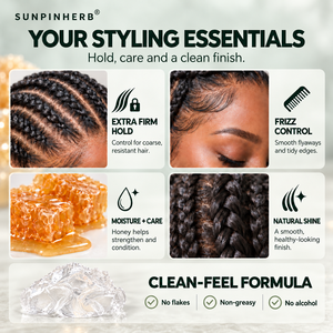 SUNPINHE Gel Coiffant au Miel 64Oz Fixation Forte Anti-Frisottis pour Tresses, Locs, Twists, Bords, Cornrows, Brillance Naturelle, Gel Coiffant Professionnel - Product Image 5