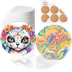 Customizable Ceramic and Cork UV Printed Heat Resistant Promotional Coasters with Multiple Shapes for Marketing and Branding
