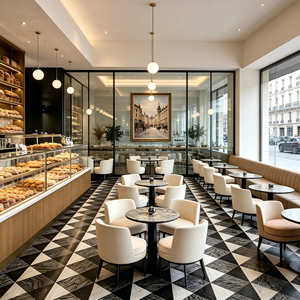 Arredamento Moderno <span class=keywords><strong>per</strong></span> Caffè e Bar, Panca Personalizzata in Pelle Marrone, Sedia Imbottita con Tavolo <span class=keywords><strong>per</strong></span> Hotel, Lounge e Bistrot - Product Image 2