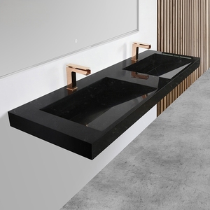 Thiết kế hiện đại đôi tường treo Vanity với màu xám đá bồn rửa bát màu đen phòng tắm Phụ kiện cho nhà khách sạn biệt thự có tính năng drainer - Product Image 4