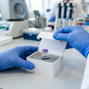 Boîte d'emballage magnétique rigide professionnelle pour flacon unique, idéale pour l'échantillonnage et le stockage de peptides de haute valeur en recherche. - Product Image 5