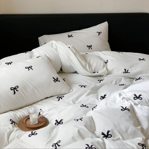 Bow in percale dệt bộ đồ giường thiết lập thoáng khí bền mềm mại thoải mái ấm rửa bông Ga Trải Giường - Product Image 1