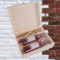 Boîte de rangement en bois pour bouteilles de vin et souvenirs, avec couvercle et compartiments, en bois brut non fini pour l'artisanat