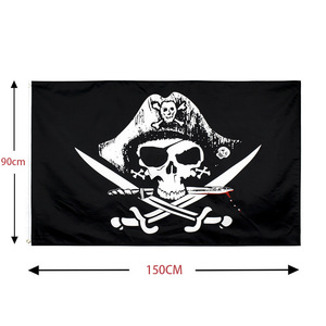 Bandera personalizada 3x5ft Jolly Roger Pirate Dead Man Chest Flags Crossbones Sabres Swords Impreso digital para <span class=keywords><strong>seguro</strong></span> automotriz - Product Image 5