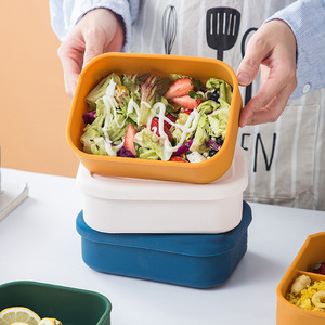 Boîte à lunch compartimentée en silicone, grande, carrée, hermétique, avec couvercle à clip, pour les voyages - Product Image 3