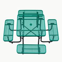 Table de pique-nique extérieure en métal expansé robuste de 4, 6 et 8 pieds avec banc, table à manger en acier pour jardin