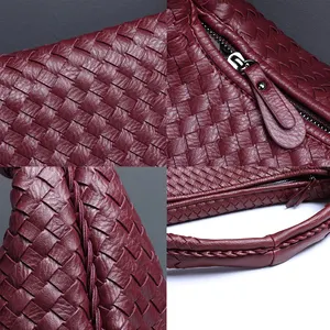 Ready Stock Handbags Ladies Fashion Unique Shoulder Leather Braided Bag Woven PU Bags Women