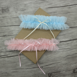 <span class=keywords><strong>Jarretière</strong></span> de mariée en tissu résille à volant unique, mini <span class=keywords><strong>jarretière</strong></span> décorative avec nœud long pour mariée - Product Image 1