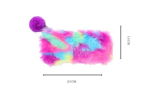<span class=keywords><strong>Astuccio</strong></span> per le matite della peluche di pendenza viola rosa della scuola della borsa della matita della pelliccia sveglia variopinta all'ingrosso delle ragazze Creative - Product Image 2