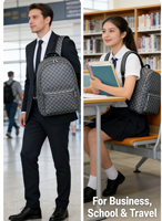 Sac à dos vintage personnalisé avec logo monogramme pour hommes et femmes - Sac à dos de voyage en cuir PU imperméable, sac pour ordinateur portable professionnel avec grande capacité