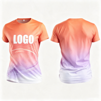 T-shirt de marathon personnalisé en polyester par sublimation, haute respirabilité, évacuation de la transpiration, t-shirt de course sportive pour équipe personnalisée