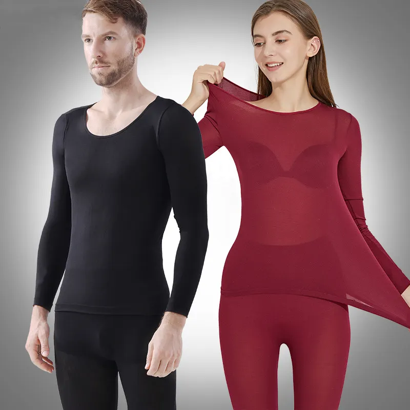 Sous-vêtements thermiques pour femmes Ensembles de lingerie Pyjamas d'hiver minces pour hommes 2 pièces Leggings chauffants Sous-vêtements Costume chaud pour femmes Vêtements