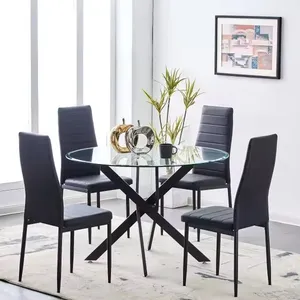 नई शैली का हॉट सेलिंग, जगह बचाने वाला आधुनिक सस्ता डाइनिंग टेबल सेट, 4 कुर्सियों के साथ