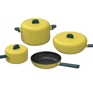 7 Cái Vàng Hàn Quốc Phong Cách Ép Nhôm Đá Cẩm Thạch Đá Không Dính Nồi Và Chảo <span class=keywords><strong>Cookware</strong></span> Set - Product Image 1