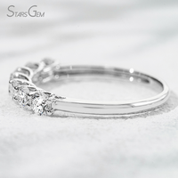 Cincin Setengah Eternity Stack Berlian CVD 1 Karat untuk Wanita, Emas 10K