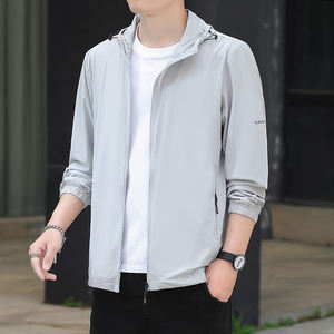 Logo personnalisé été à capuche nouvelle crème solaire vêtements hommes ultra-mince respirant glace soie protection solaire hommes anti-ultraviolet - Product Image 2