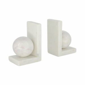 Fermalibri a forma di L in marmo con decorazione a sfera per scaffali, ufficio, scrivania - Product Image 3