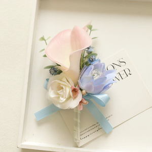 Corsage da Polso Stile Coreano/Western a Tema Foresta per Matrimoni e Banchetti, in Tonalità <span class=keywords><strong>Rosa</strong></span>/Blu - Product Image 4