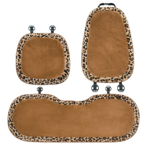 Coussin de siège de voiture imprimé léopard, ensemble de housses de siège épaisses en peluche pour l'hiver, pour la décoration intérieure de voiture - Product Image 5
