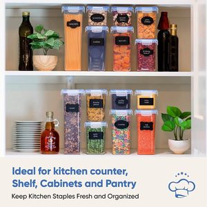 Kín Khô Thực Phẩm Lưu Trữ <span class=keywords><strong>Container</strong></span> Dispenser Nhựa Ngũ Cốc Lưu Trữ <span class=keywords><strong>Container</strong></span> <span class=keywords><strong>14Pcs</strong></span> Lưu Trữ Set - Product Image 2