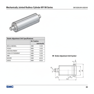 SMC Pneumatics-Cilindro sin vástago, articulado mecánicamente, categoría de producto, sin vástago, de 2017 - Product Image 1