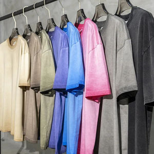 Fabricante de camisetas extragrandes personalizadas, camisetas desteñidas al sol lavadas con ácido de algodón pesado vintage informal - Product Image 2