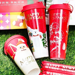 Nouvelle tasse de Noël pour thé au lait et café, couvercle jetable en PP épaissi, 500 pièces, tasse porte-bonheur de Noël - Product Image 3