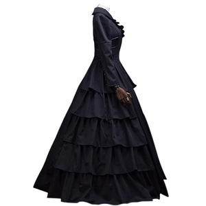 Vestido Victoriano de Animación de Vanguardia, Negro, Manga Larga, Disfraz de Reina Gótica, Vestido de Fiesta de Halloween para Mujer Adulta - Product Image 4