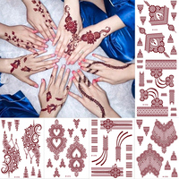 Tatouages temporaires imperméables et résistants à la transpiration, art indien pour le visage et le corps, pour les looks de festival, mariages, Mehndi, autocollants de tatouage au henné pour la nuit.