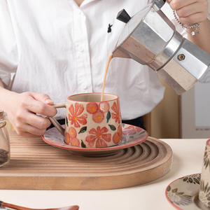 Ensemble tasse et soucoupe en céramique 330 ml avec poignée pour le thé de l'après-midi et l'utilisation au bureau - Product Image 1