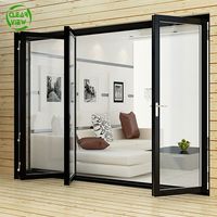 Portes coulissantes pliantes en verre en alliage d'aluminium modernes pour l'extérieur et l'intérieur, pour villa et appartement