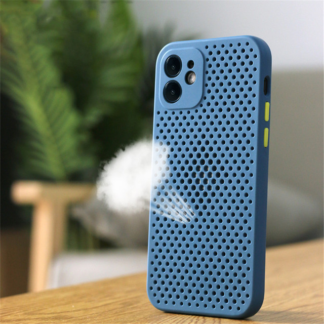 Heat Dissipation Hollow Breathable Cool Honeycomb Holes Multicolor PC Phone Case for iPhone 16 15 14 13 12 Pro Max