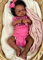Poupée Reborn Afro-Américaine Noire de 20 Pouces, Peau Foncée Réaliste, Nouveau-né, Bébé, Peinte à la Main, Réaliste, Cadeau de Collection