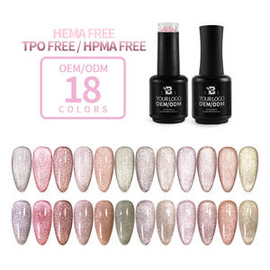 Private Label BOZLIN 15ml 18 colori Glitter riflettente nudo Soak Off Magnetic Cat Eye Nail Gel Polish - Product Image 1