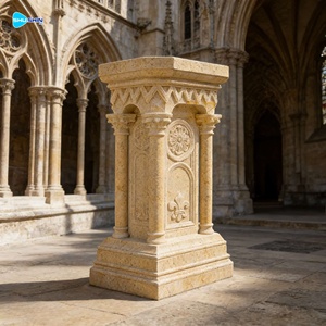 现代大教堂大理石讲坛讲台基督教石雕雕塑，适用于教堂和寺庙户外使用 - Product Image 1