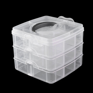 Boîte de rangement de bureau 2 pièces, 3 étages détachables, boîte de rangement en plastique transparent, organisateur de bijoux, armoires pour perles, artisanat - Product Image 2
