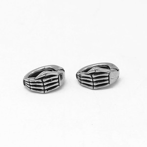 Pendientes con clip de esqueleto yunnique, diseño geométrico de acero de titanio para hombres y mujeres, joyería de moda - Product Image 1