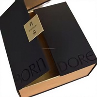 Boîte d'expédition rigide magnétique de luxe réutilisable à double ouverture, avec logo personnalisé, impression offset quadricolore et gaufrage, pour emballage de parfum (type avion)