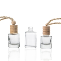 Flacon de parfum pour voiture en verre de 5 ml, 8 ml, 10 ml, vide, rechargeable, avec bouchon en bois, diffuseur d'huiles essentielles