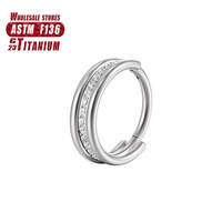 F136 cincin hidung logam campuran Titanium, Perhiasan Tubuh batu zirkon diafragma mulus untuk pernikahan Pria Wanita